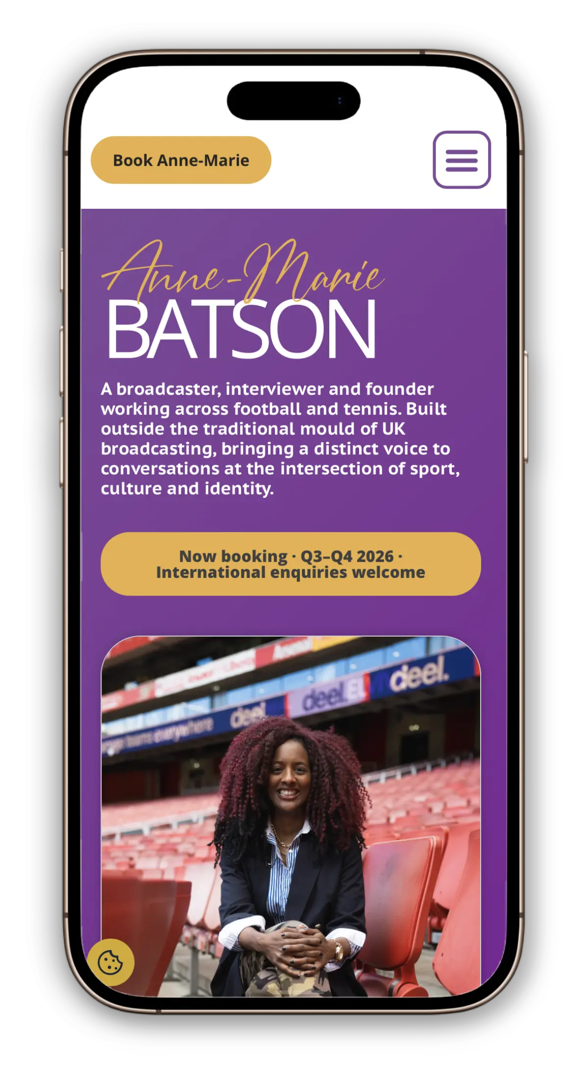 Anne-Marie Batson website displayed on mobile